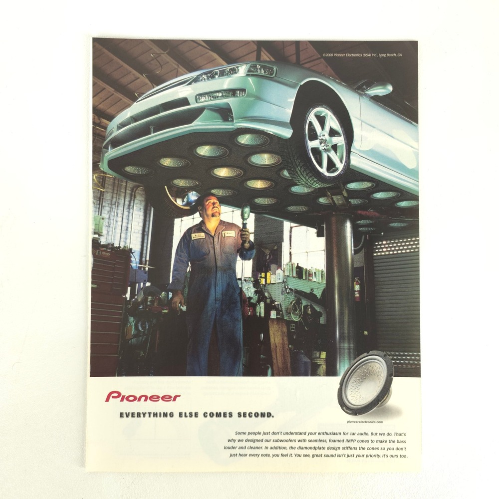Honda Prelude Pioneer Car Audio Subwoofer Print Ad 2000 Garage Art Y2K Tuner JDM